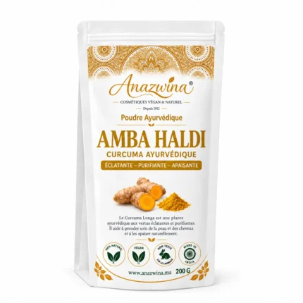 poudre d'amba haldi bio curcuma sauvage purifiant et unifiant Anazwina