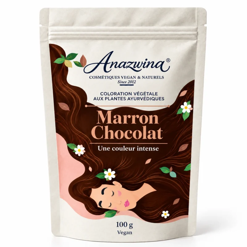 Coloration végétale marron chocolat Anazwina : teinture naturelle 100 % végétale