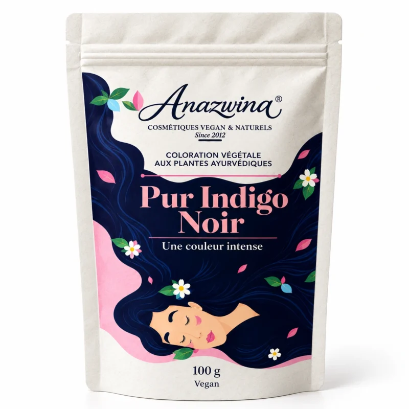 Indigo du Maroc Anazwina : poudre d'indigo naturelle pour coloration végétale des cheveux
