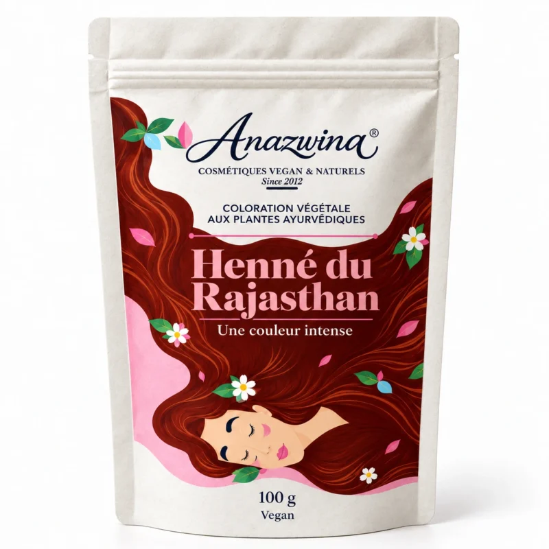 Henné du Rajasthan Anazwina : poudre de henné naturelle pour colorer et soigner les cheveux