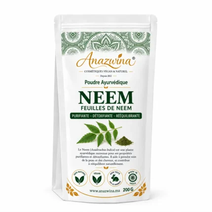 poudre de neem bio purifiante et antibactérienne pour la peau et les cheveux Anazwina