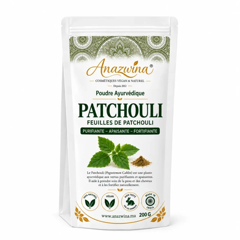 poudre de patchouli bio soin purifiant et parfumant Anazwina