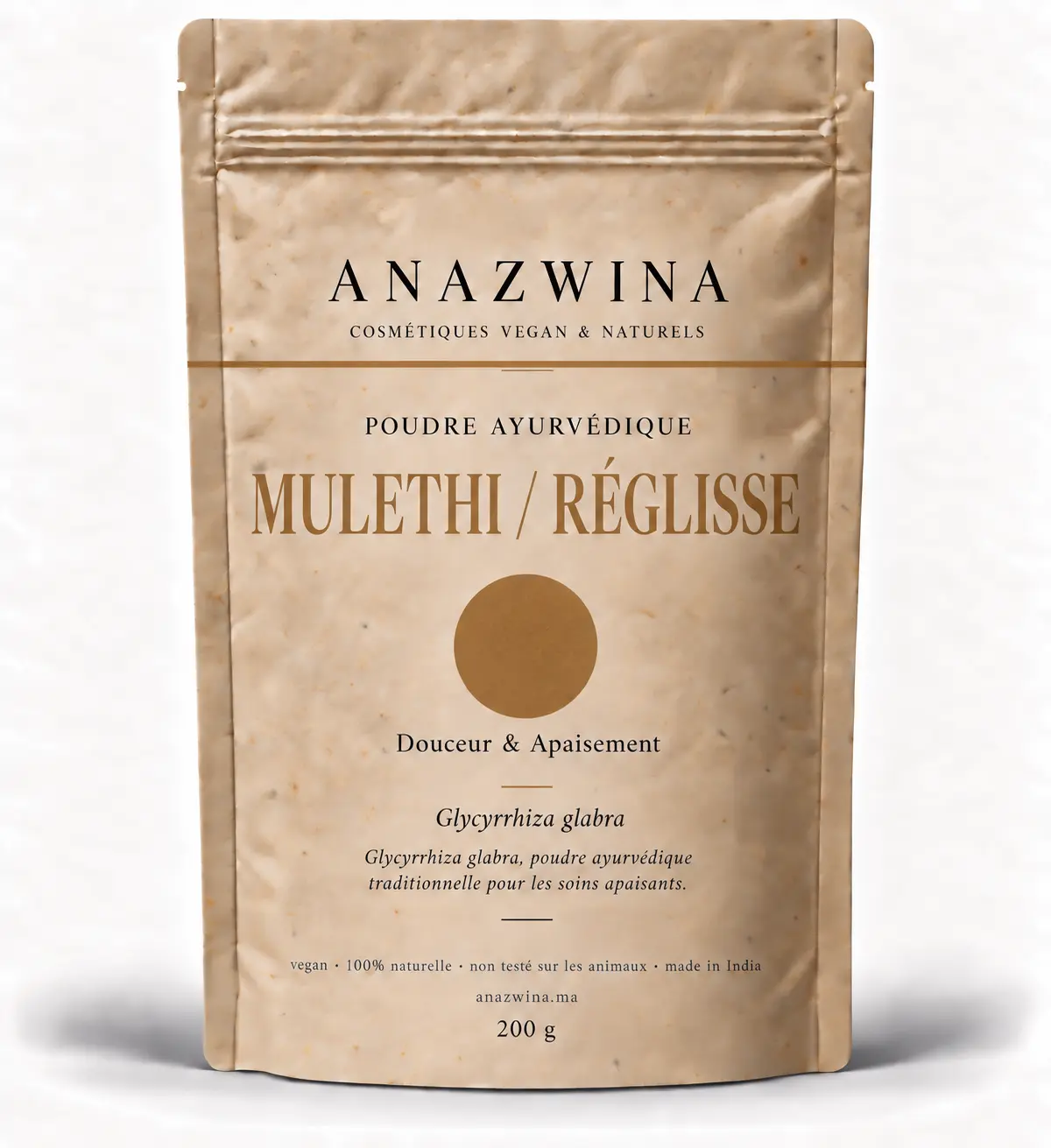 sachet-poudre-ayurvedique-mulethi-reglisse-anazwina-200g MULETHI / RÉGLISSE 200g – Image 1