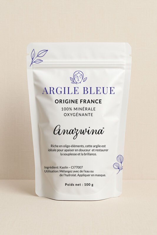 Poudre Argile Bleue naturelle oxygenante pour peau terne et cheveux fatigues