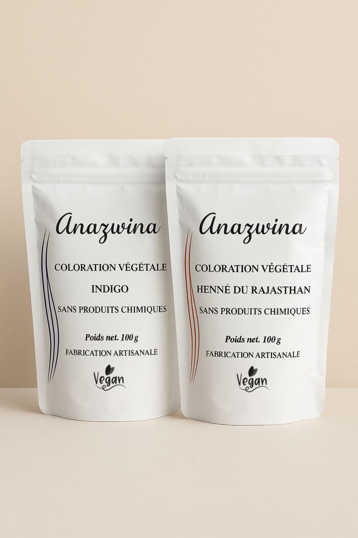 Duo Indigo + henné du Rajasthan coloration naturelle anazwina