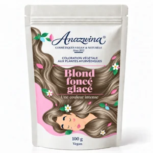 Sachet Anazwina Blond foncé glacé 100 g, coloration végétale aux plantes pour les cheveux.