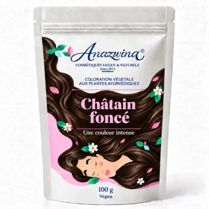 Sachet Anazwina Châtain foncé 100 g, coloration végétale aux plantes pour les cheveux.
